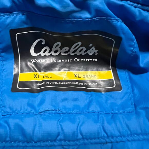 Cabelas Puffer Jacket Mens XL Tall Blue Primaloft Quilted Coat ** - Picture 8 of 9